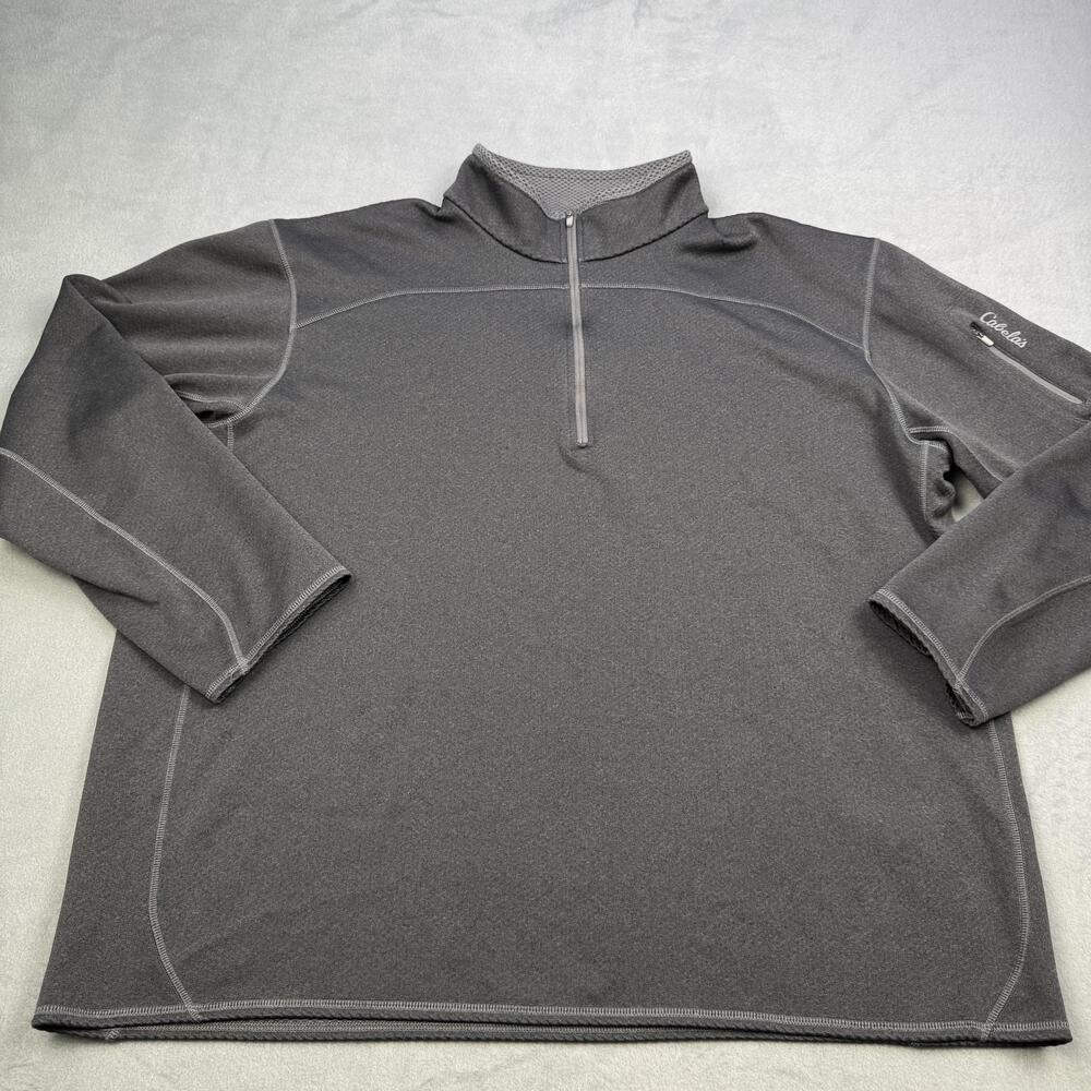 Cabela's Pullover Mens XL Gray Quarter Zip Mock Neck Performance Shirt Top